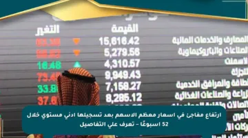 ارتفاع مفاجئ في أسعار معظم الأسهم بعد تسجيلها أدنى مستوى خلال 52 أسبوعًا – تعرف على التفاصيل